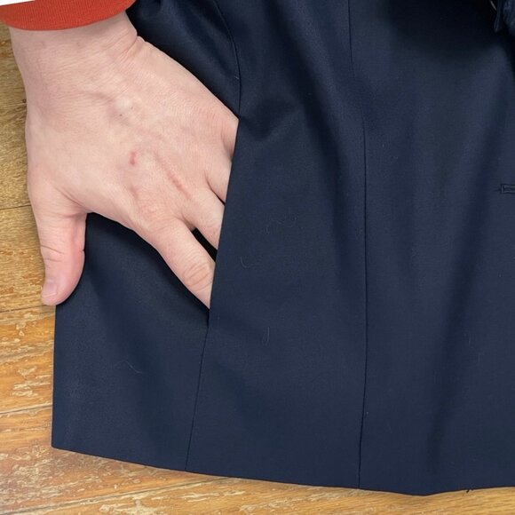 Vintage Silk & Wool Blazer Size Large Petite 1990s Talbots Navy Blue Jacket - Picture 4 of 4